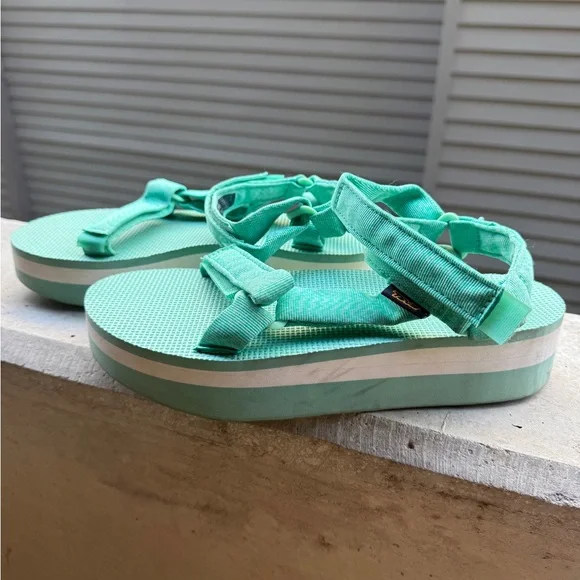 Teva Women’s Teal Platform Sport Sandals - Casual Strap Slides - Picture 2 of 3